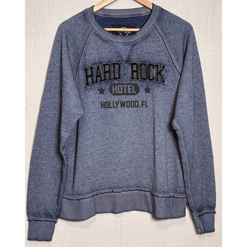 Hard Rock Hotels Mens‎ Gray Blue Pullover Sweatshirt Hollywood Florida Size M